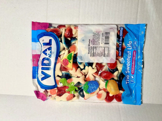 Vidal Gummy Whales Jelly Filled Bulk Gummy Candy 2.2 Lb Bag