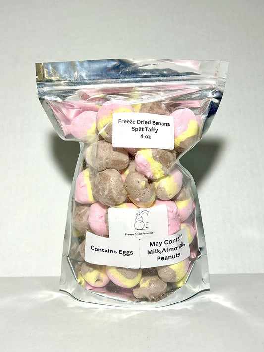 Freeze Dried Banana Split Saltwater Taffy 4 Oz Made Fresh